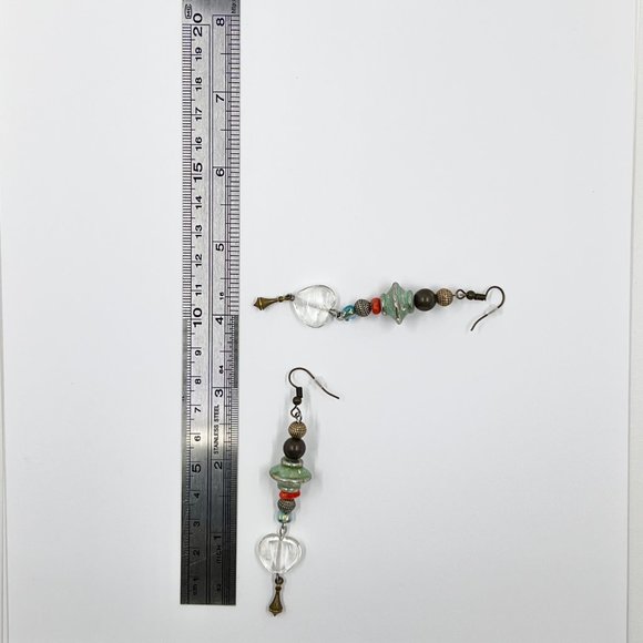 NWOT - Colorful Artisan BOHO Bubble Heart Drop Fishhook Earrings - Picture 4 of 6